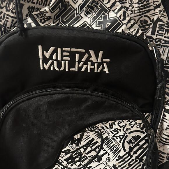 NWOT Rare Metal Mulisha Backpack Vintage Black White Laptop Bag Tons of Pockets - Picture 3 of 14